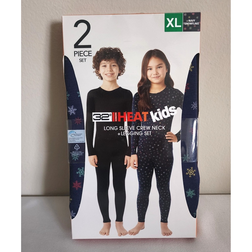 32° Degrees HEAT Kids Thermal Set Long Sleeve & Leggings Navy XL-Size 16/18